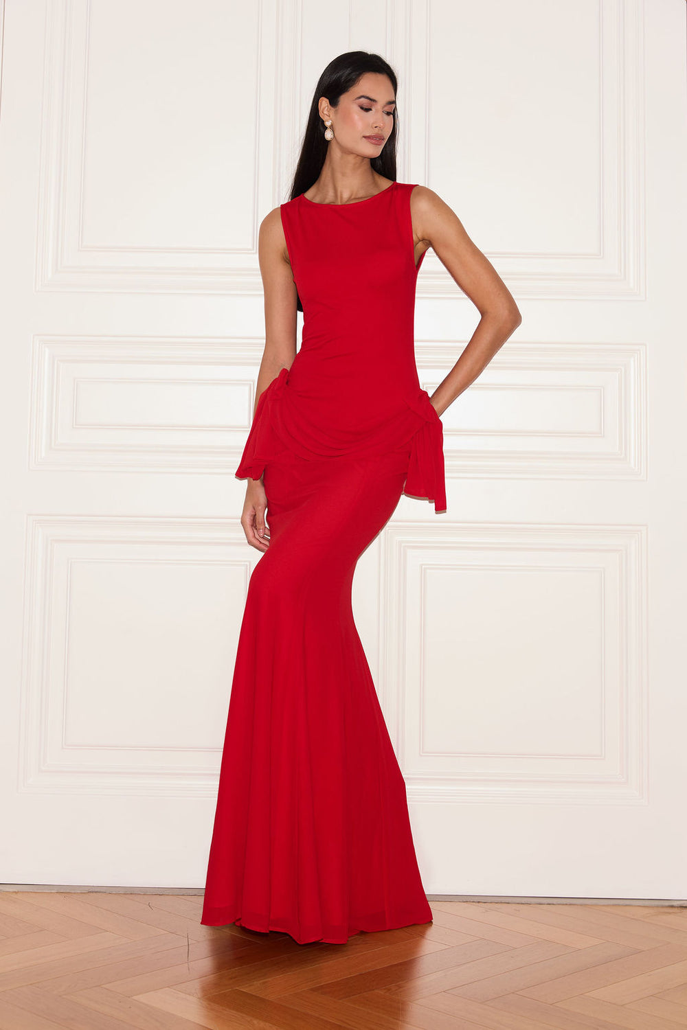 HOLLY BOW DRAPE MAXI DRESS