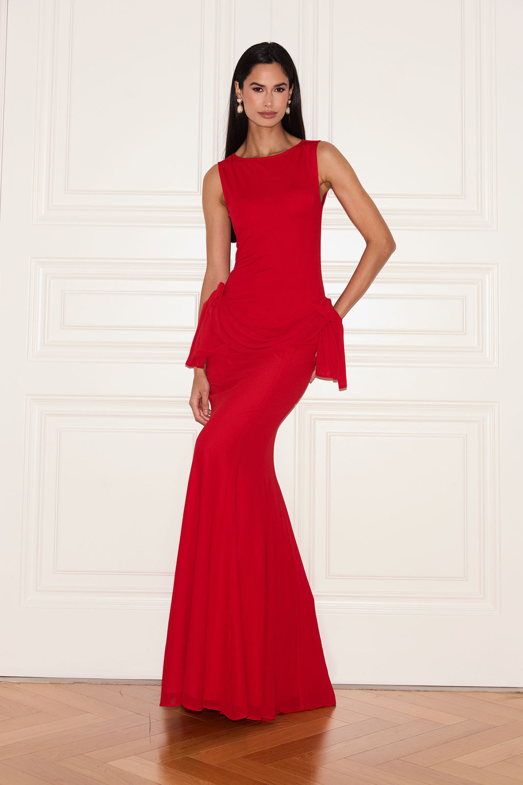 HOLLY BOW DRAPE MAXI DRESS