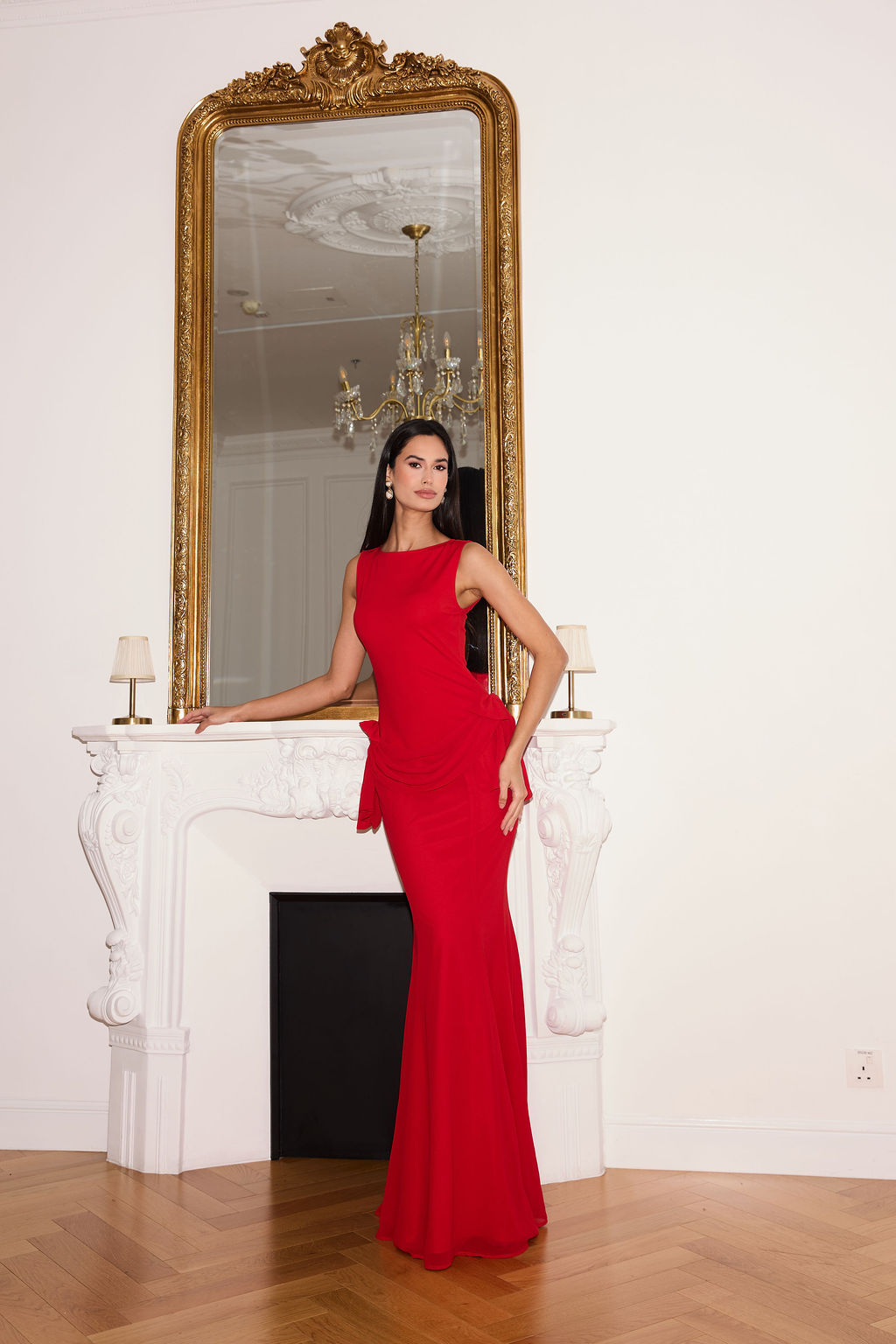 HOLLY BOW DRAPE MAXI DRESS